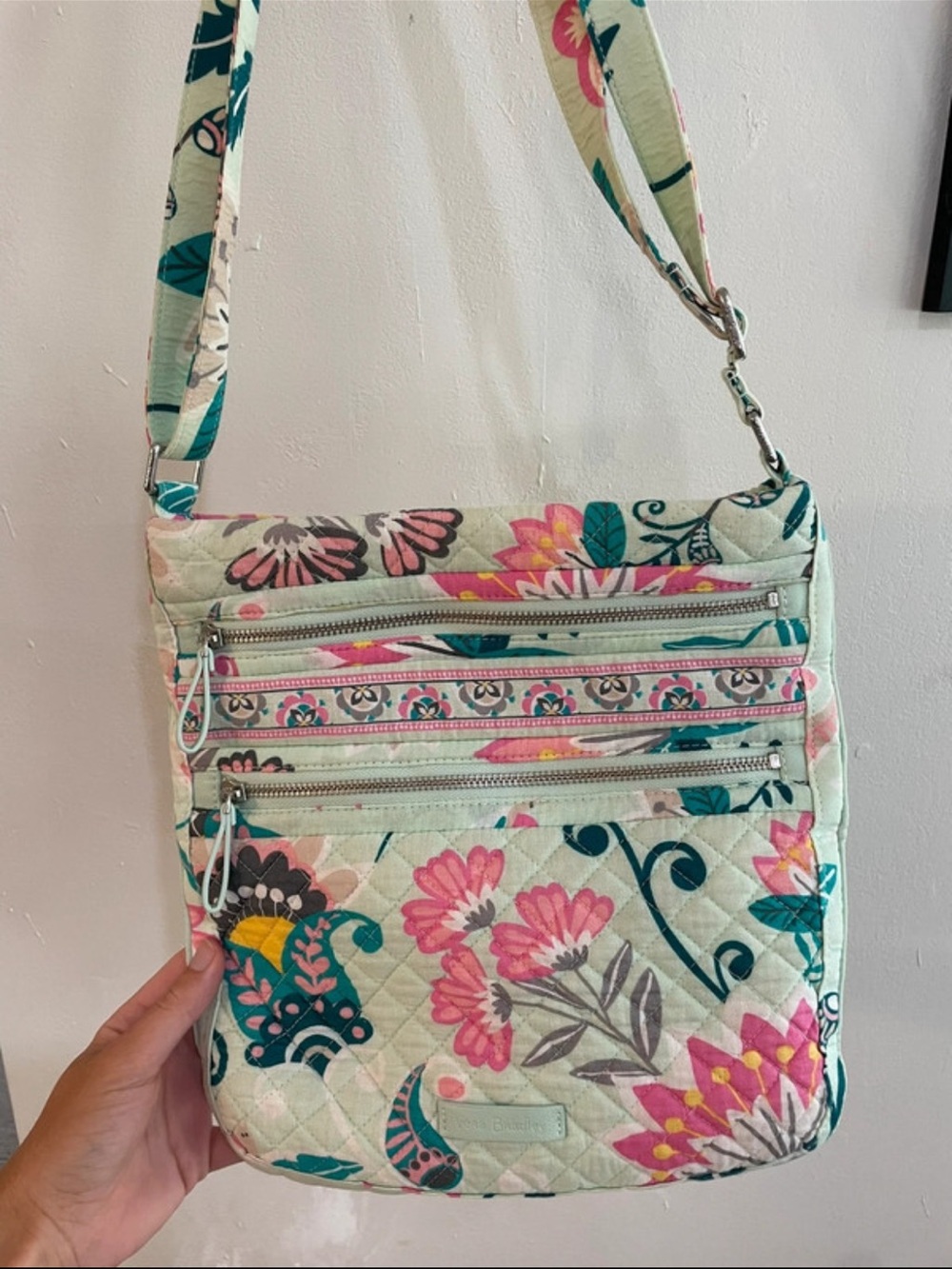 Vera Bradley Floral Quilted Crossbody - Pink & Teal